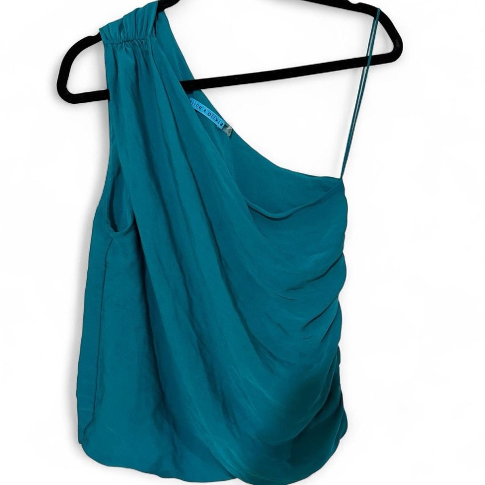 Alice + olivia silk one shoulder top